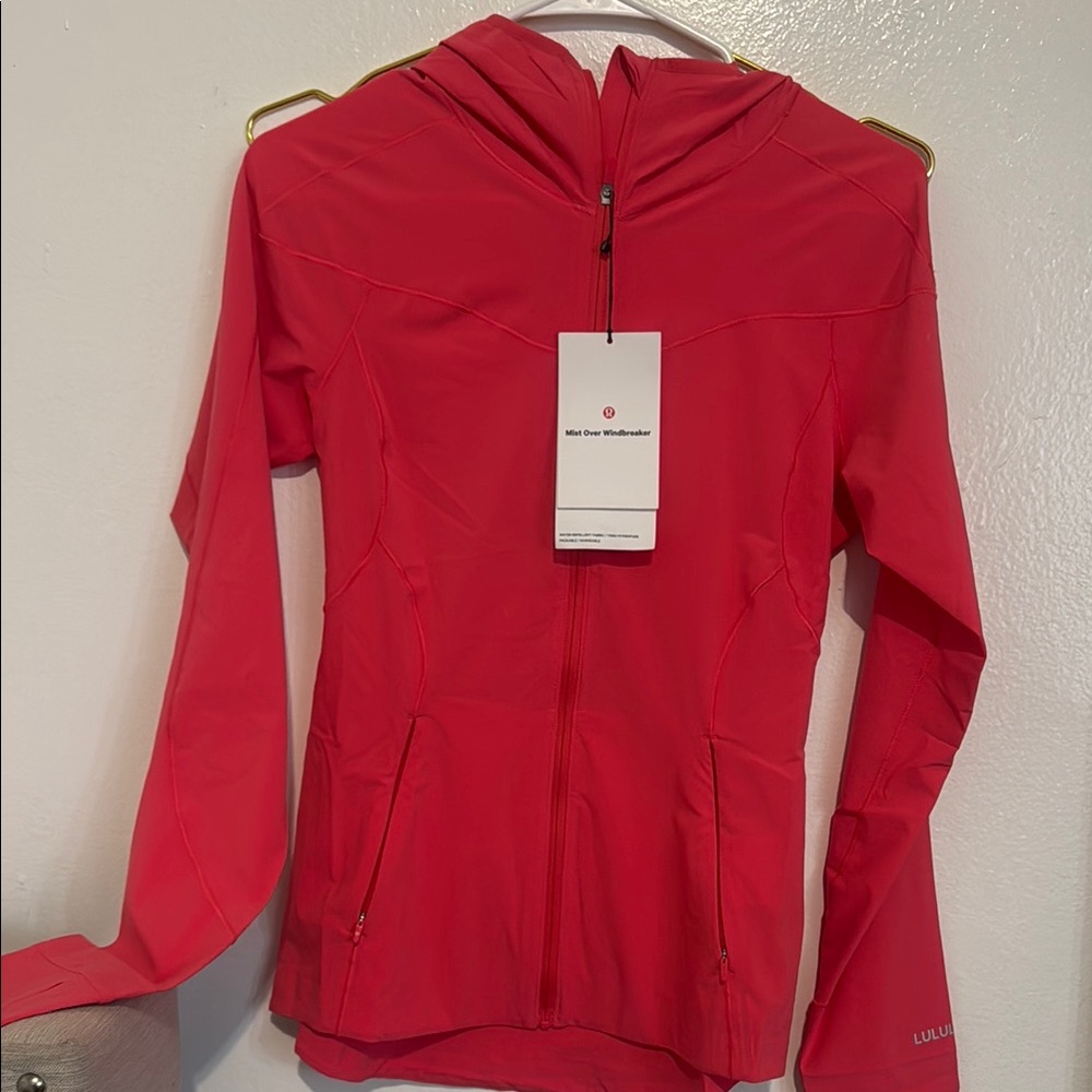 Lululemon Mist Over Windbreaker Hot Pink Size 4 NWT Hooded Running Jacket